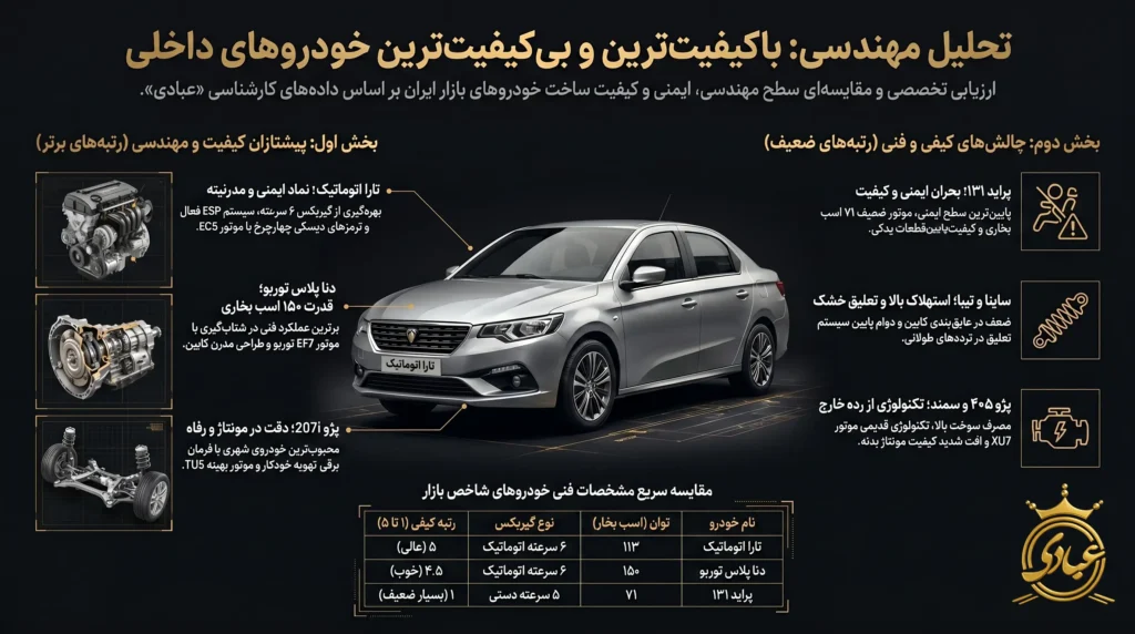 باکیفیت ترین و بی کیفیت ترین خودروهای داخلی
