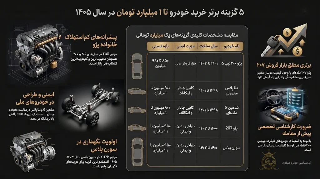 بهترین ماشین تا 1 میلیارد