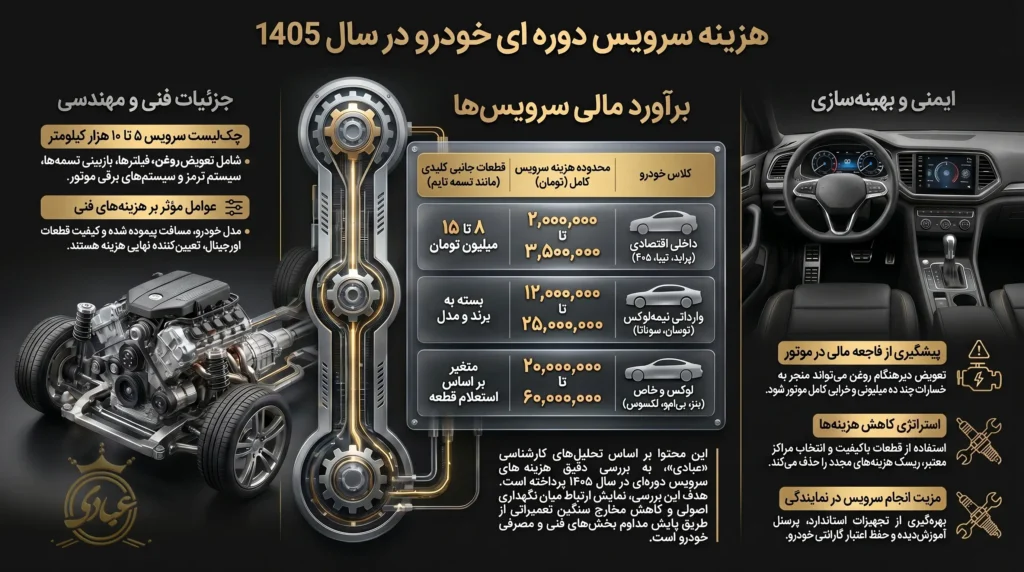 هزینه سرویس دوره ای خودرو 1405