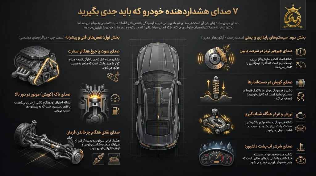 7 صدای هشدار دهنده خودرو